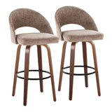 Renee - Upholstered Fixed-Height Barstool (Set of 2) - Walnut Wood Base