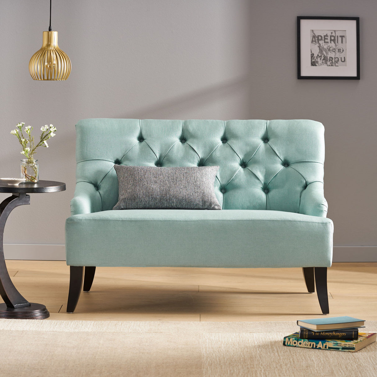 Nicole - French Style Upholstered Loveseat With Tufted Backrest