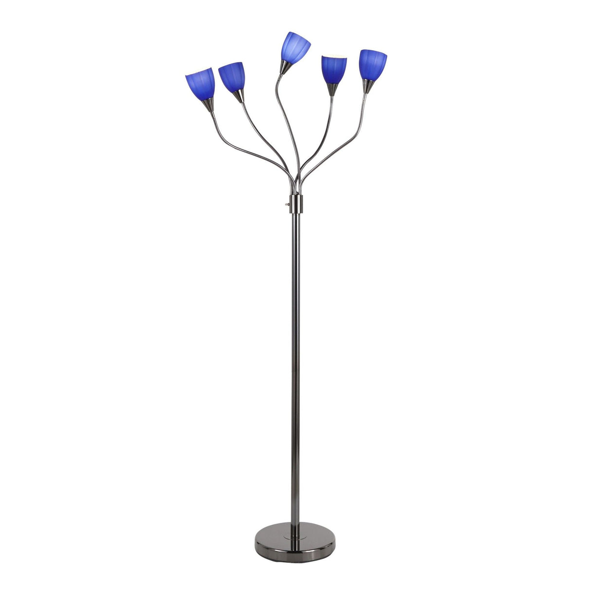 Medusa - Contemporary Floor Lamp - Black Chrome Base And Blue Glass Sconces
