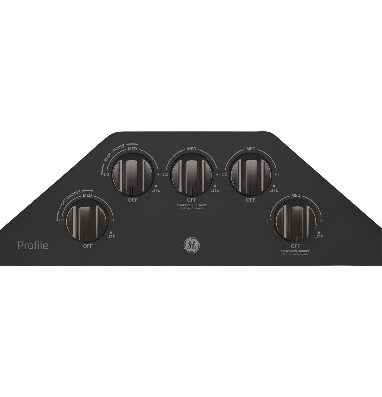 GE Profile PGP7036BMTS gas cooktop continuous cast iron grates detail