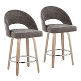 Renee - Upholstered Fixed-Height Barstool (Set of 2) - Whitewashed Wood