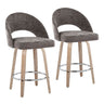 Renee - Upholstered Fixed-Height Barstool (Set of 2) - Whitewashed Wood