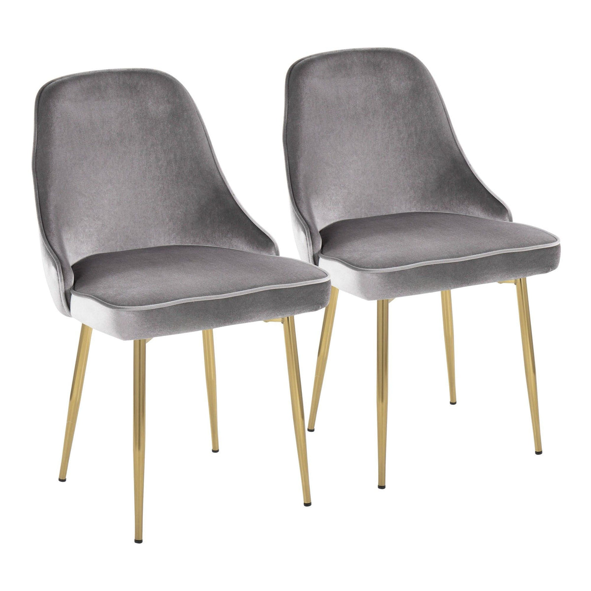 Marcel - Dining Chair (Set of 2) - Gold Frame And Silver Velvet Fabric