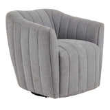 Finley - Upholstered Contemporary Swivel Accent Chair - Black Metal