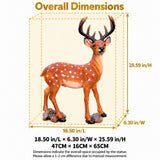 Lifelike Deer Statue With Detachable Antlers, Outdoor Garden Decor - Brown / Yellow
