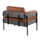 Kari - Farmhouse Accent Chair - Black Metal, Gray Wood