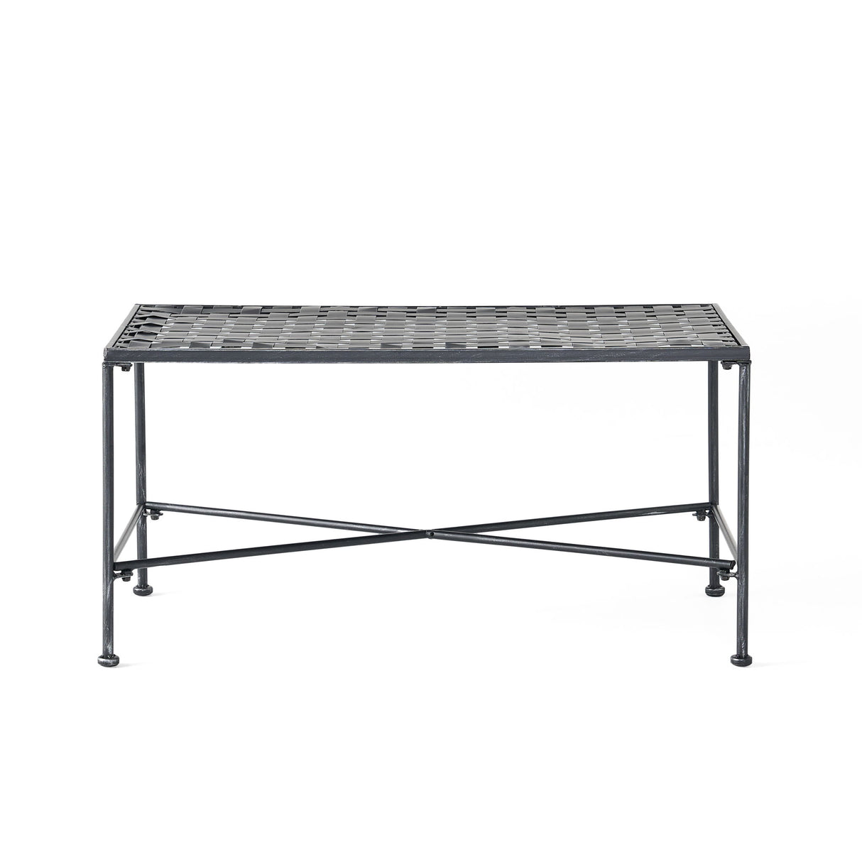 Luna - Outdoor Iron Coffee Table - Black Brush Silver