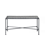 Luna - Outdoor Iron Coffee Table - Black Brush Silver