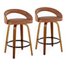 Grotto - 32.5" Upholstered Fixed-Height Counter Stool (Set of 2) - Walnut Wood Base