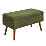 Storage - Bench - Brown Wood, Dark Green Fabric