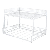 Bunk Bed Frame With Ladder And Safety Guardrails
