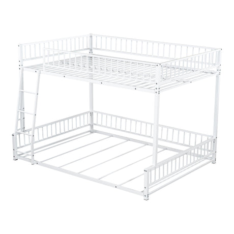 Bunk Bed Frame With Ladder And Safety Guardrails