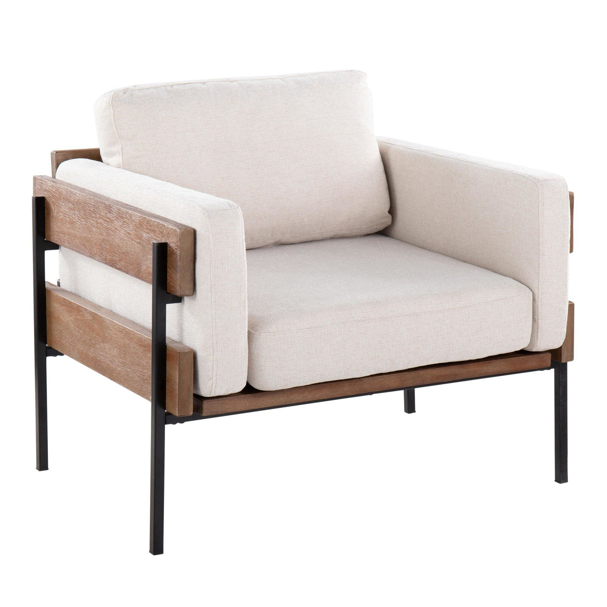 Kari - Farmhouse Accent Chair - Black Metal, Brown Wood