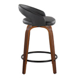 Grotto - 31" Upholstered Fixed-Height Counter Stool (Set of 2) - Walnut Wood Base