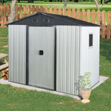 8Ft X 4Ft Outdoor Metal Storage Shed With Window And Metal Foundation For Backyard, Patio, Lawn