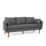 Diaphanous - Upholstered 3 Seater Sofa With 2 Accent Pillows And Wood Legs
