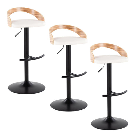 Grotto - Adjustable Barstool - Black Metal, Zebra Wood