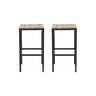 Outdoor Bar Stool With Slat Design And Metal Frame (Set of 2)