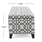 Quotient - Upholstered Storage Ottoman With Tapered Block Feet - Gray / White