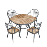 Contemporary Indoor Dining Set With Metal Legs, Birch, And Metal - Black / Natural