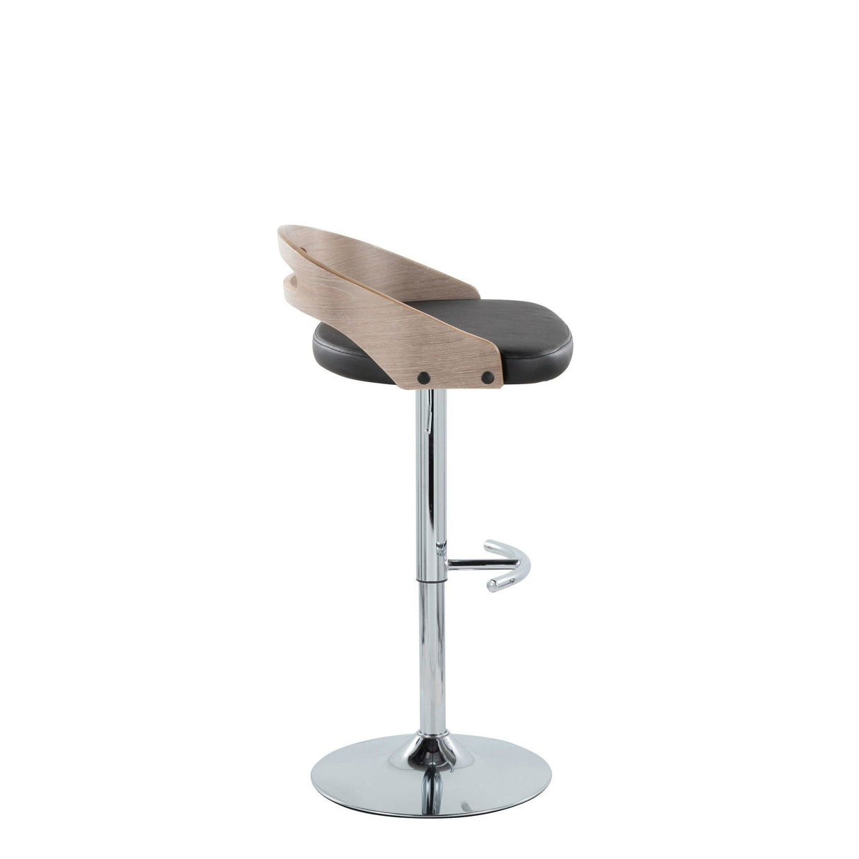Cassis - Adjustable Swivel Barstool (Set of 2) - Chrome Metal Frame And Light Gray Wood