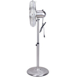 Stand Fan, 4 Blades, Rotary Knob Switch, Oscillation Function, Tilting Angle - Chrome