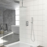 Dual Shower Head Ceiling Mount Square Rain Shower System With Adjustable Flow