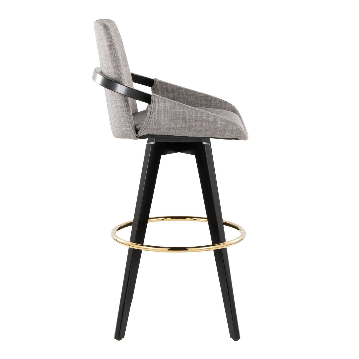 Cosmo - Fixed-Height Barstool (Set of 2) - Black Wood Base, Gold Footrest