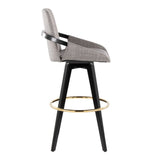 Cosmo - Fixed-Height Barstool (Set of 2) - Black Wood Base, Gold Footrest
