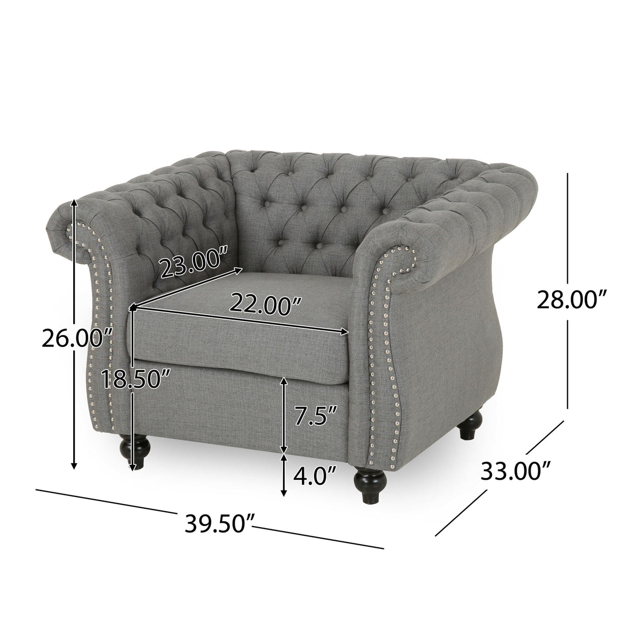 Nexuson - Upholstered Chesterfield Chair With Deep Tufted And Nailhead Trim