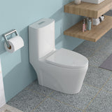 1 Piece Toilet For Bathroom, Dual Flush 1.24 / 1.6 Gpf, Soft Closing Seat - White