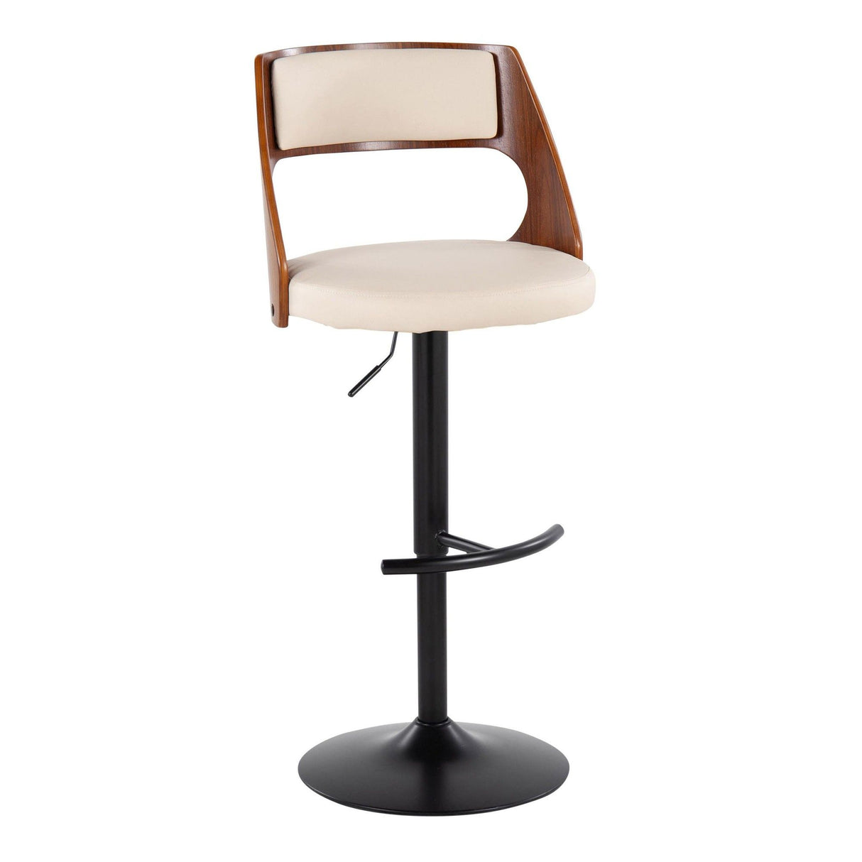 Cecina - Adjustable Barstool With Swivel And Rounded T Footrest (Set of 2) - Black Metal, Cherry Wood