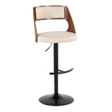 Cecina - Adjustable Barstool With Swivel And Rounded T Footrest (Set of 2) - Black Metal, Cherry Wood