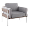 Kari - Farmhouse Accent Chair - White Metal, Gray Wood