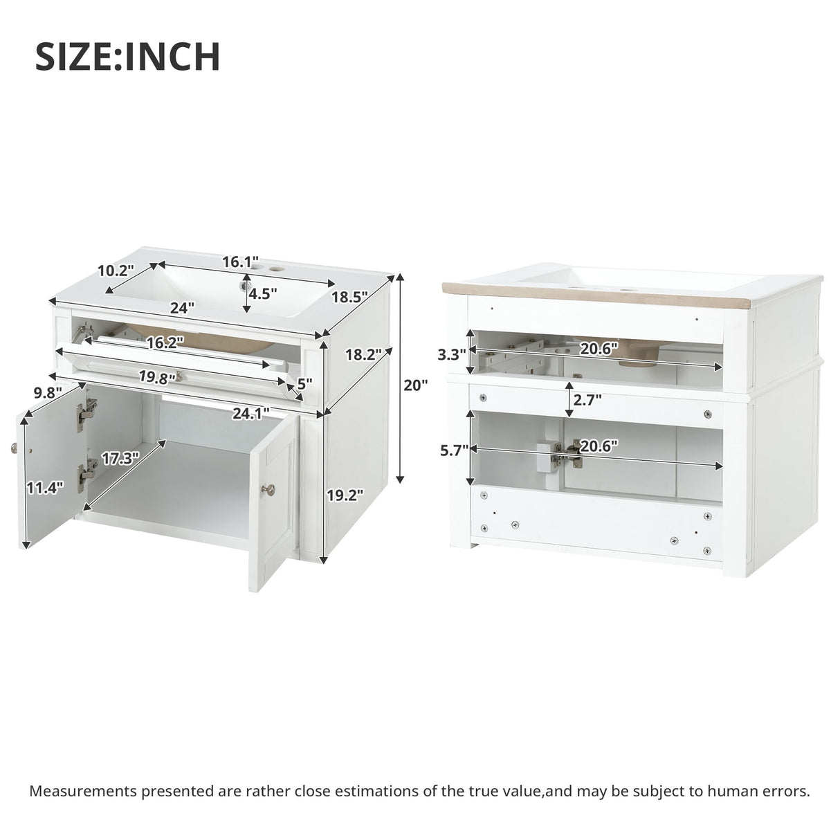 Wall Mounted Bathroom Vanity With Tip Out Drawer And Open Back Design