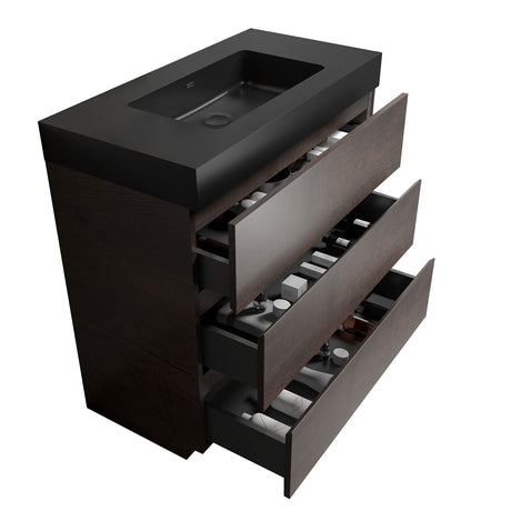 Alice - Bathroom Vanity With Large Storage Freestanding Bathroom Vanity, Sink For Modern Bathroom, One-Piece Sink Basin Without Drain And Faucet