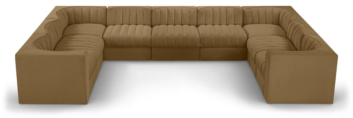 Rummi - Velvet Performance Fabric Upholstered 9 Piece Modular Sectional