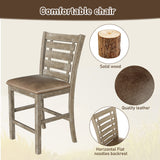 5 Pieces Set Counter Table Set Square Counter Table Solid Wood Modern Farmhouse Rustic Look Distressed Look - Grayish Brown