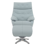 Janella - Motion Accent Chair With Swivel & Ottoman - Babyblue Leather