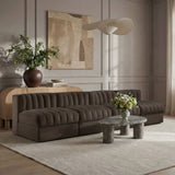 Rummi - Armless Velvet Performance Fabric Upholstered 4 Piece Modular Sofa