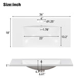 Single Bathroom Basin Sink, Vanity Top Only With 3 Faucet Holes