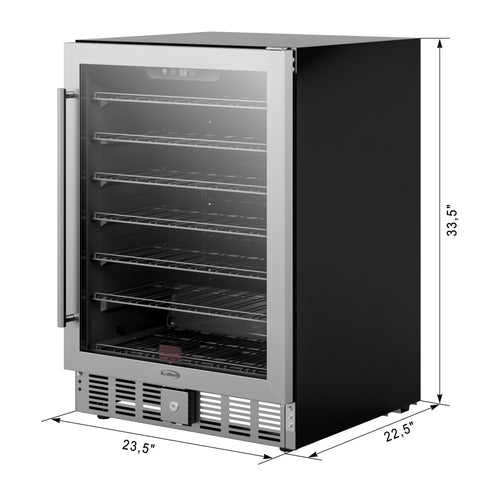 23.4 in. Stainless Steel, Glass-Door Built-In Refrigerator and Beverage Cooler, 5 Cu. ft. KM-BIR5C-GD.