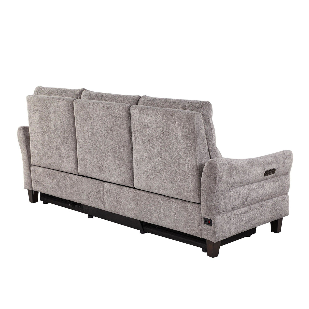 Slope - Upholstered Power Sofa - Espresso Wood, Pewter Fabric