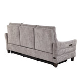 Slope - Upholstered Power Sofa - Espresso Wood, Pewter Fabric