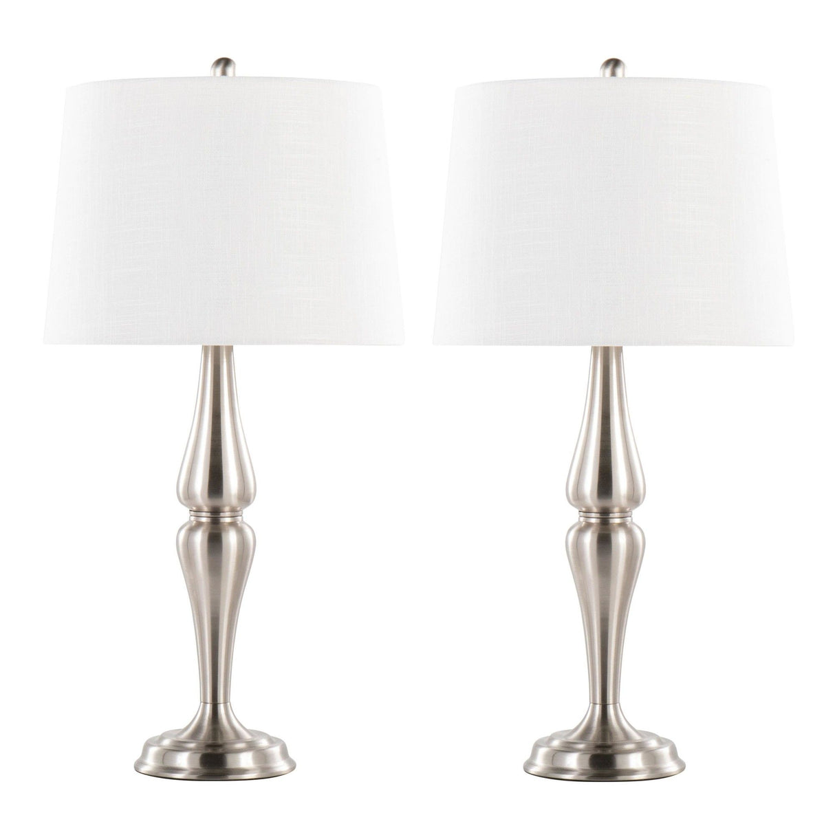 Sawyer - 30" Metal Table Lamp (Set of 2) - Brushed Nickel And White Linen from Grandview Gallery