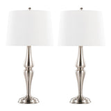 Sawyer - 30" Metal Table Lamp (Set of 2) - Brushed Nickel And White Linen from Grandview Gallery