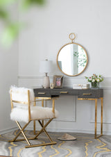 Circle Wall Mirror With Iron Frame, Accent Mirror For Living Room