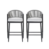 Outdoor 26" Counter Height Metal Frame Counter Stools With Scallop Shaped Backrest & Water Resistant Cushions