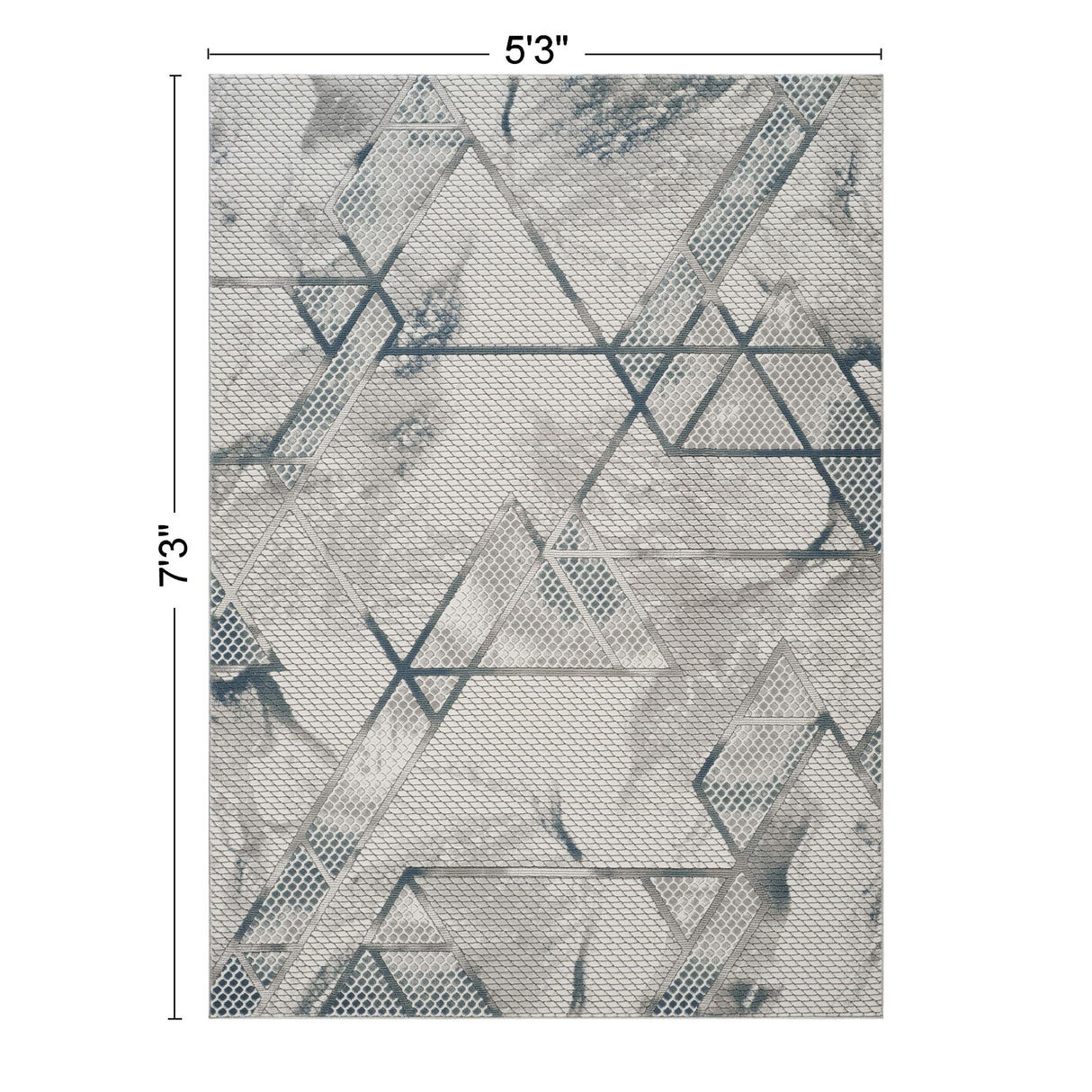 Geometrix - 5'3" X 7'3" Area Rug & Geometric, 3D Effect - Ivory / Gray