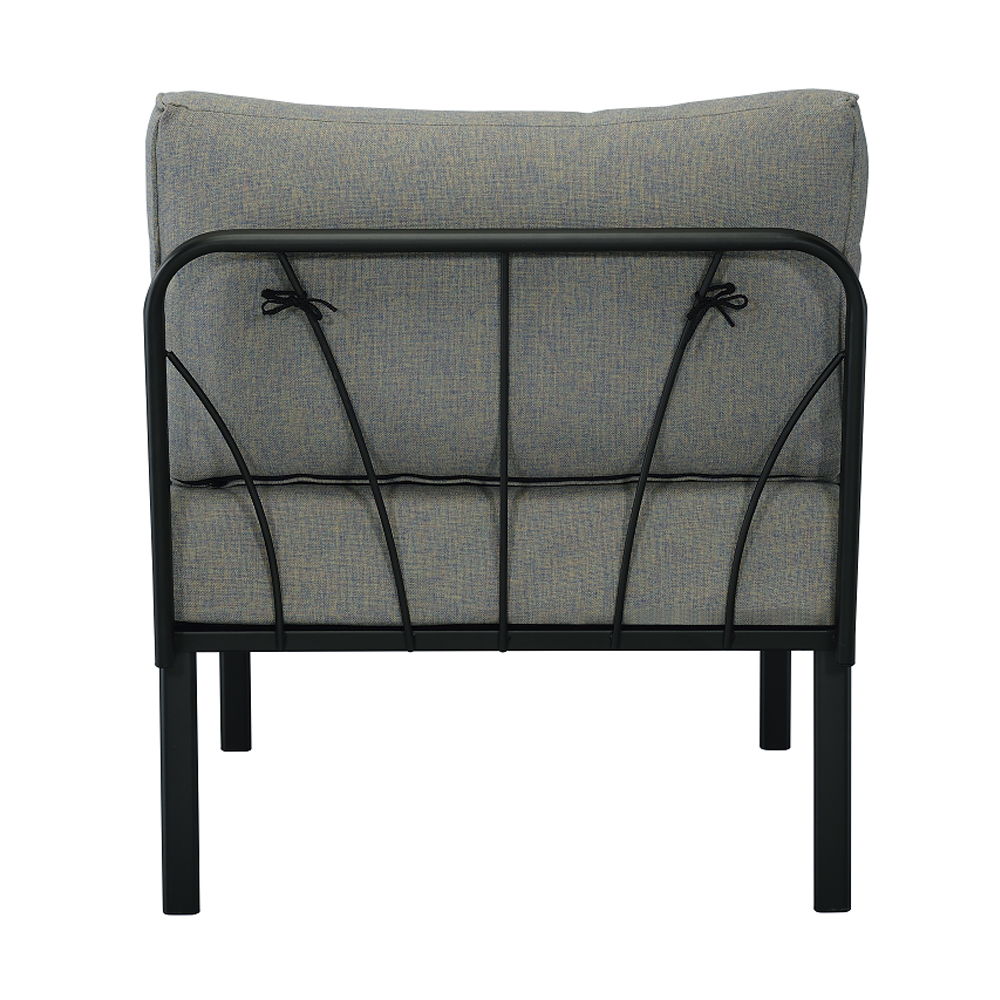 Rajni - Patio Armless Chair - Gray Fabric & Black
